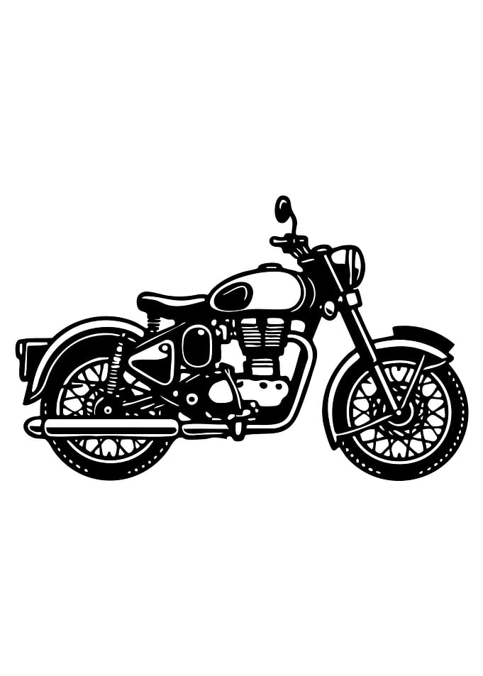 Black and White Motorcycle Illustration