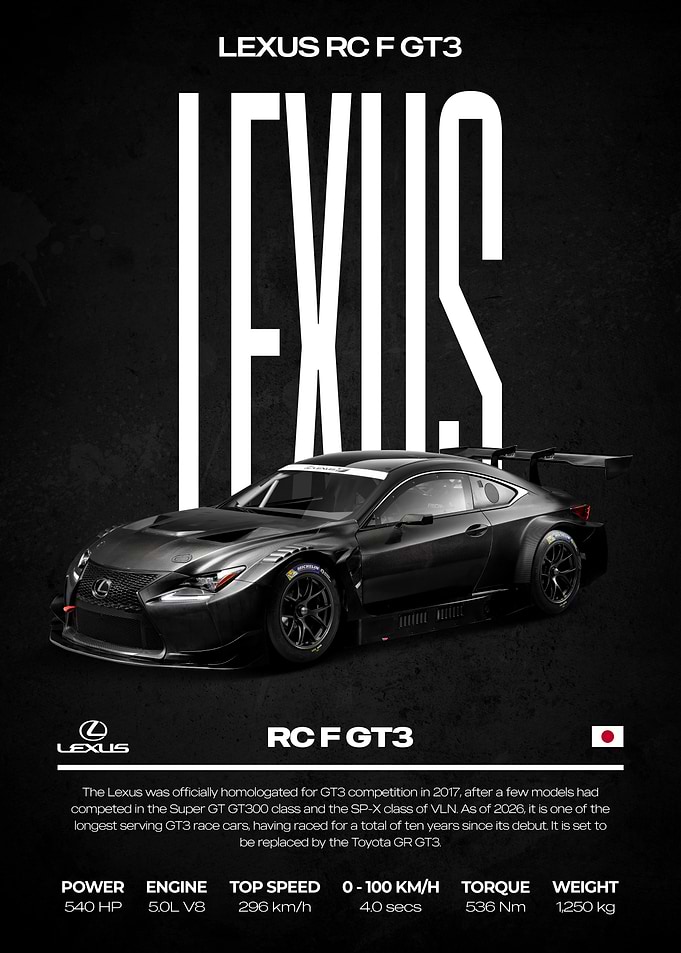 Lexus RC F GT3 Race Car Poster