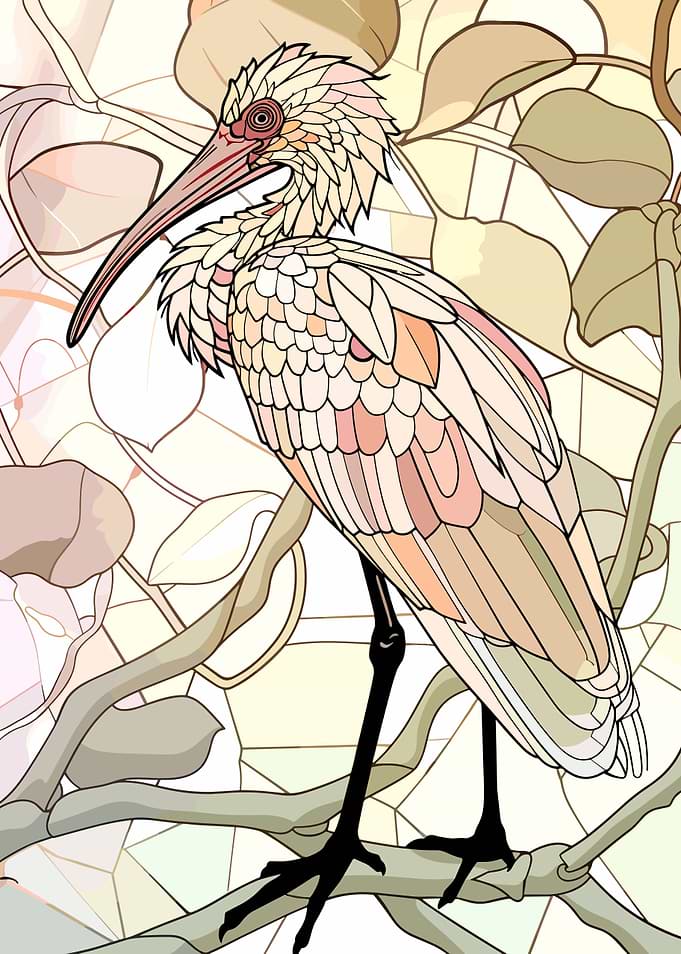 Art Nouveau Bird on Branch