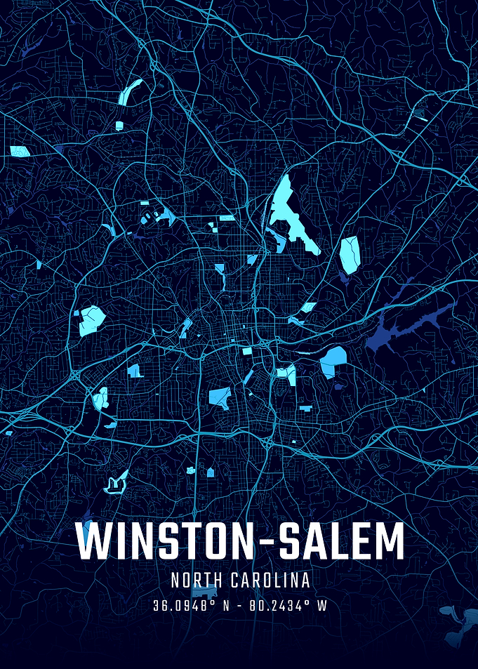 Winston-Salem North Carolina Midnight City Map