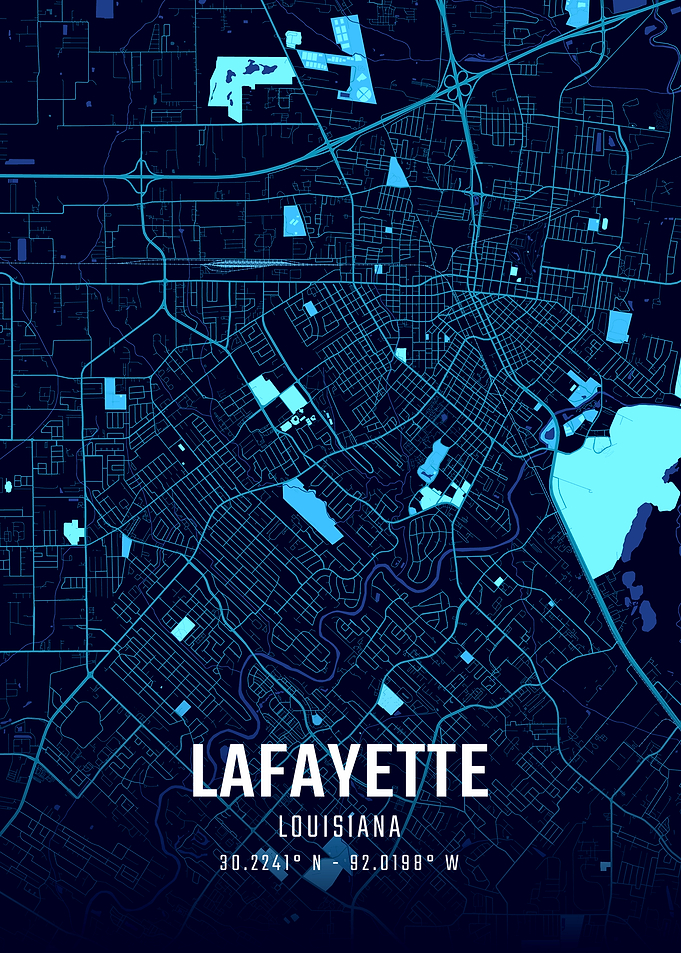 Lafayette Louisiana Midnight City Map
