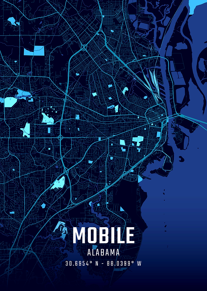 Mobile Alabama Midnight City Map