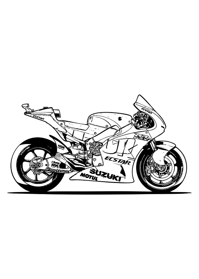 Suzuki Motorcycle Line Art