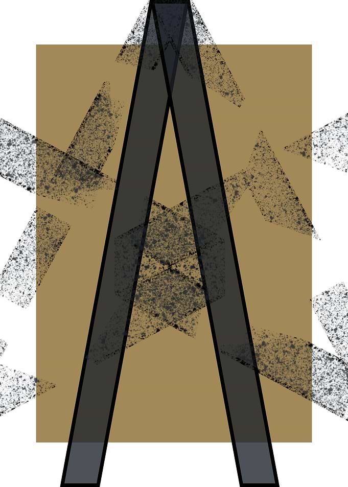 Abstract Letter A with Textured Shapes