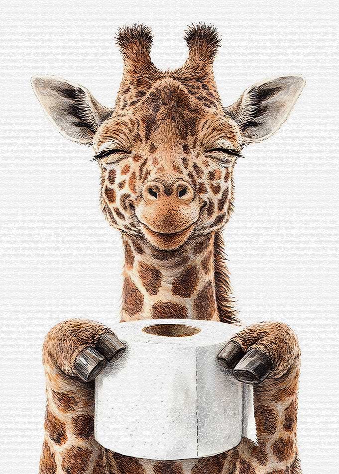 Cute Giraffe Holding Toilet Paper