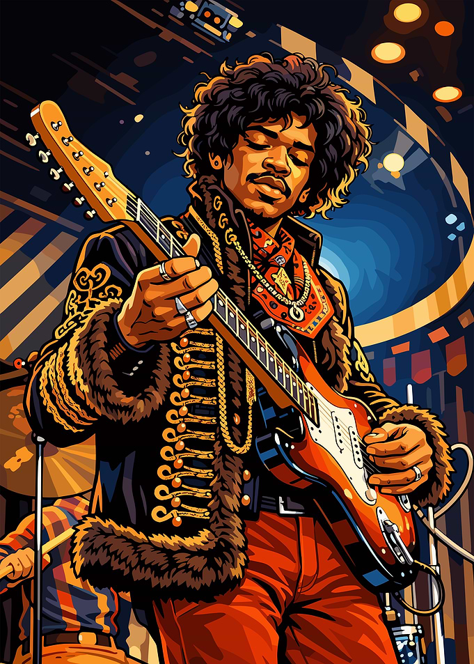 Jimi Hendrix Playing Guitar