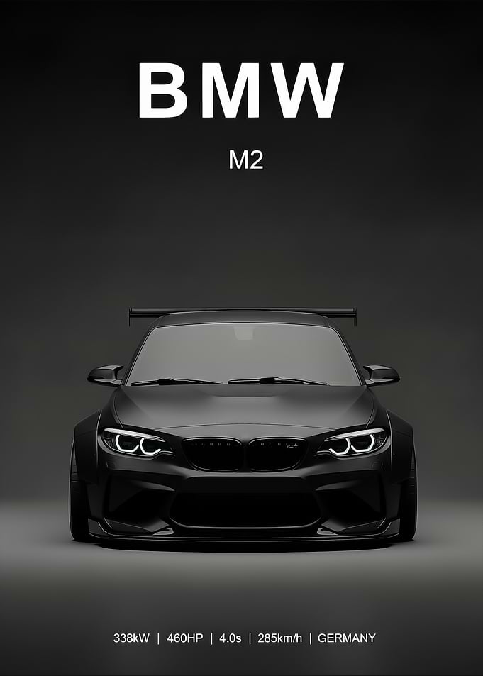 sport Matte Black BMW M2 car poster
