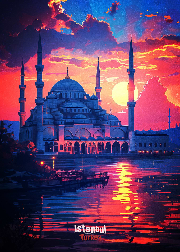Istanbul Mosque at Sunset Poster