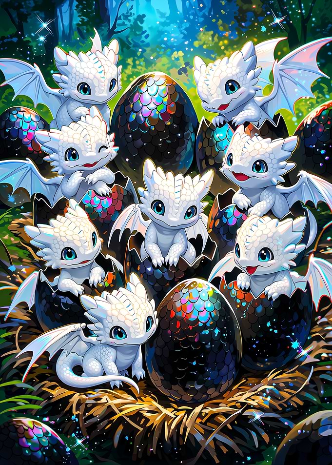 Cute Baby Dragons Hatching