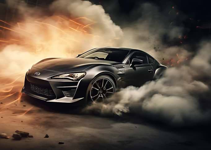 Drifting Sports Car in Smoke