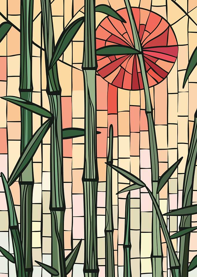 Bamboo and Sun Stained Glass