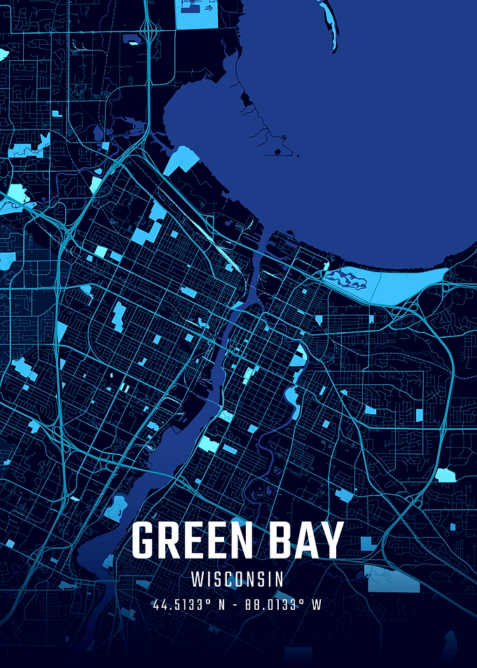 Green Bay Wisconsin Midnight City Map