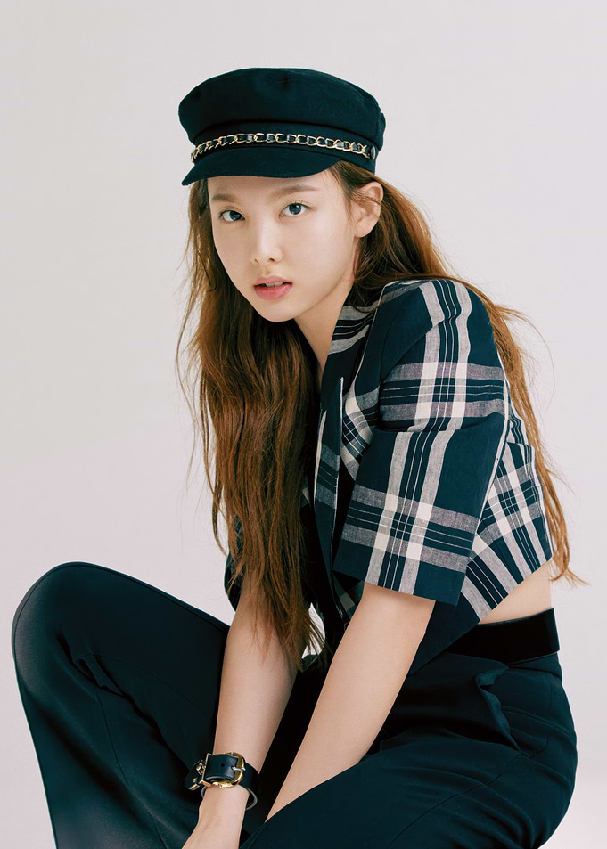 nayeon twice in Plaid Jacket and Cap