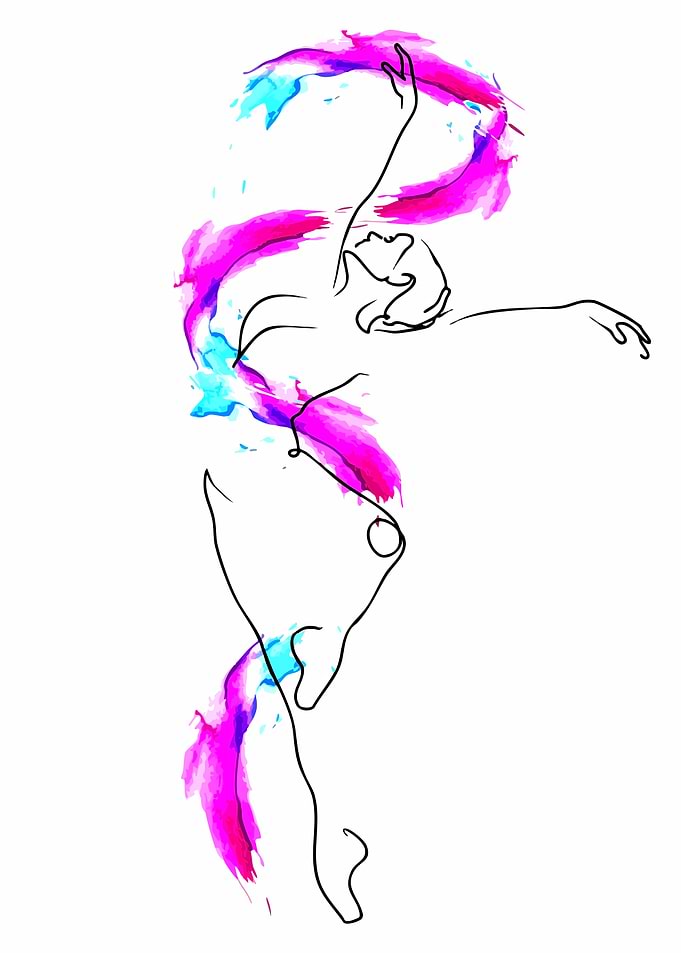 Dancer with Colorful Ribbons