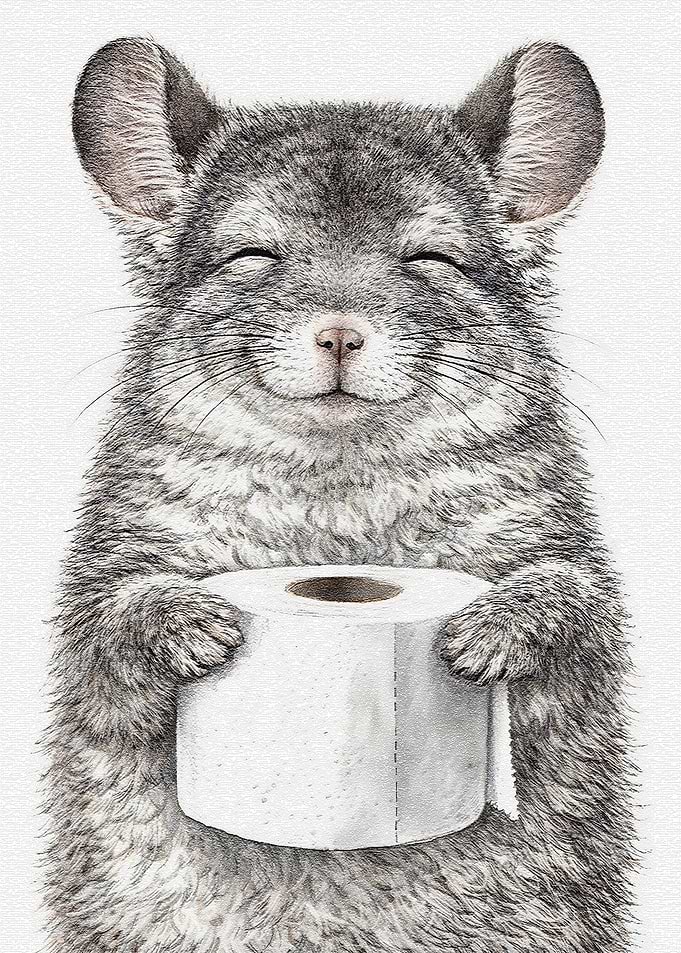 Chinchilla Holding Toilet Paper