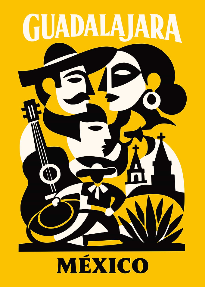 Guadalajara Mexico Vintage Poster