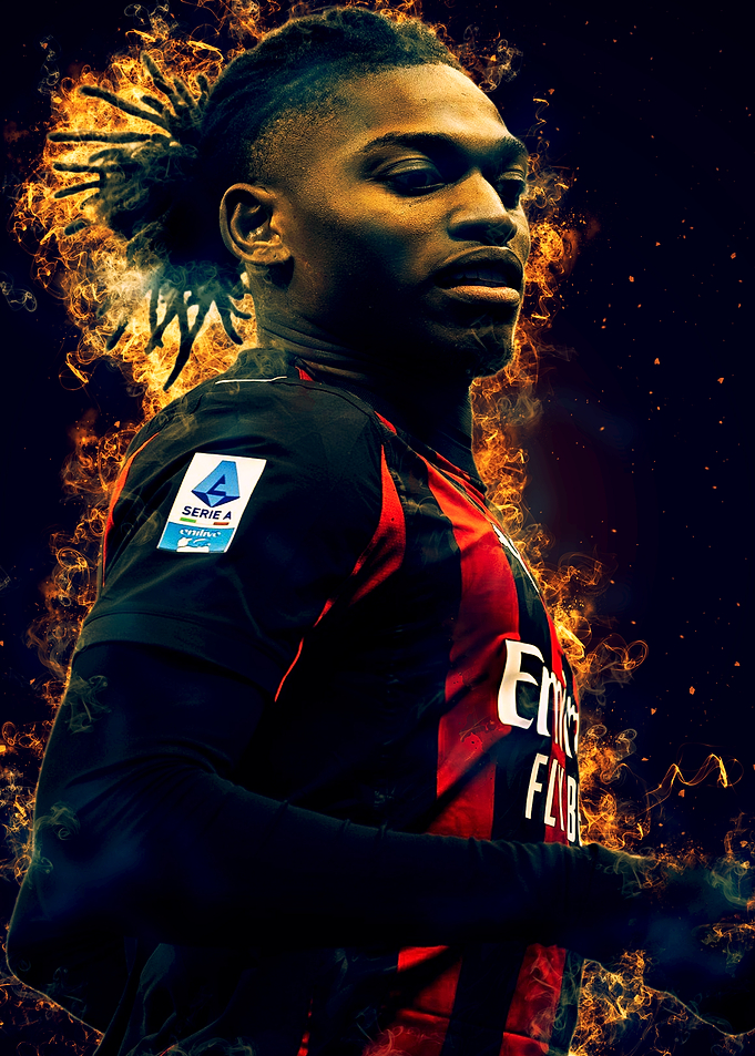 Rafael Leao Fire Portrait