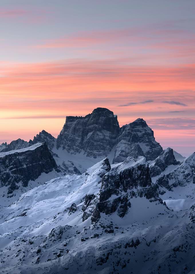 Snowy Mountains at Sunset