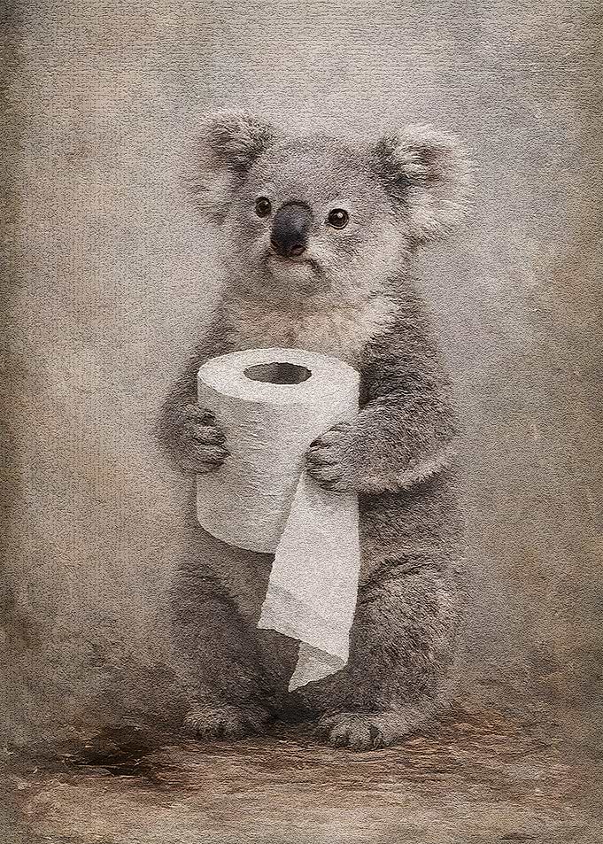 Koala Holding Toilet Paper