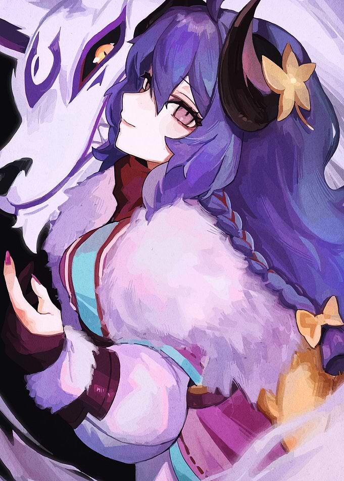Anime girl with wolf spirit