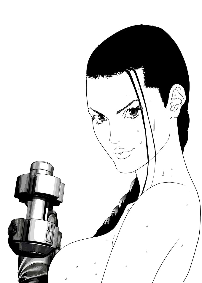 Woman with a futuristic weapon