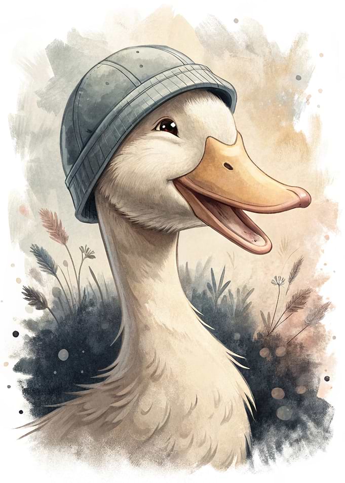 Cute Duck Wearing a Hat