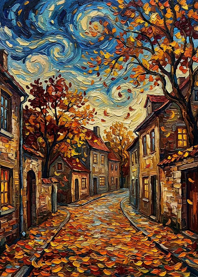 Autumn Street Scene Painting