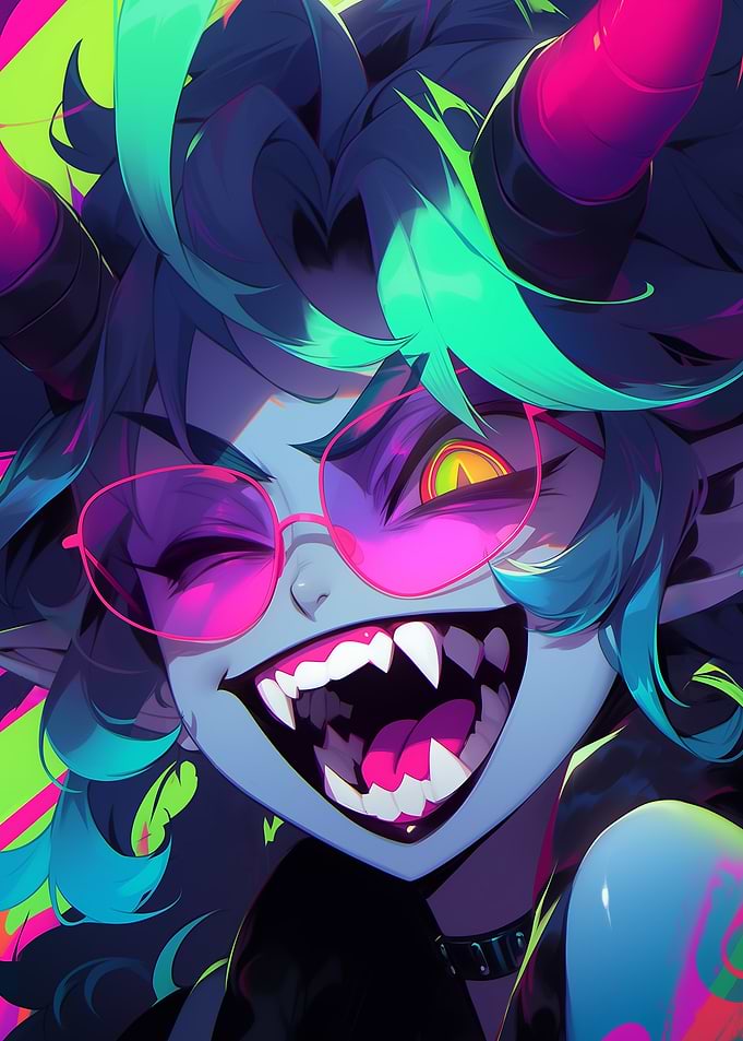 Neon Demon Girl with Horns