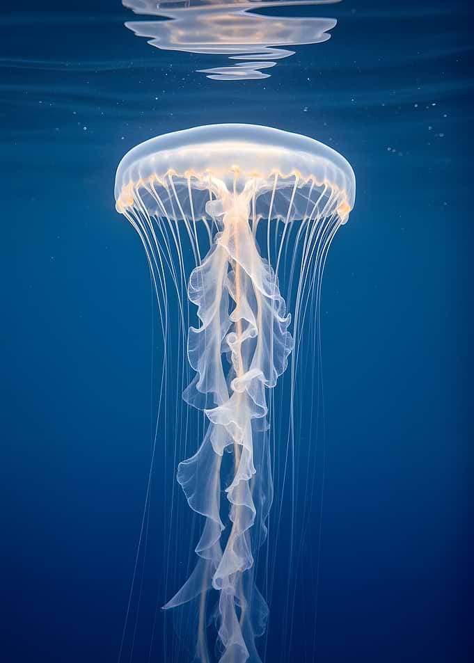 Jellyfish in Deep Blue Water
