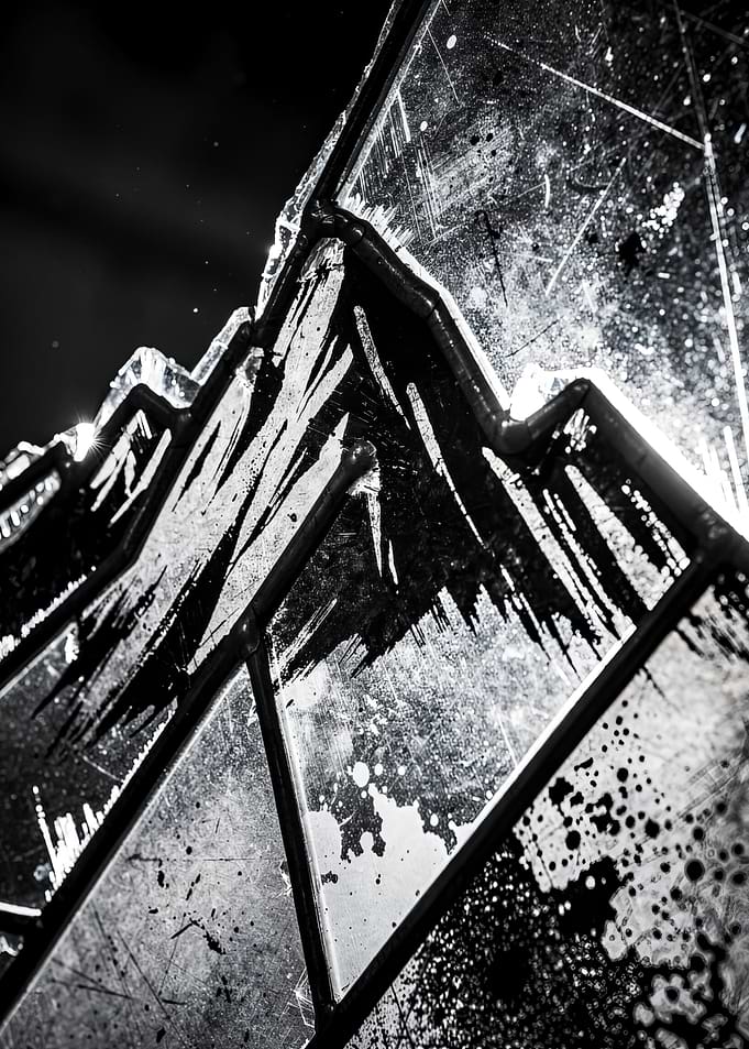 Abstract Black and White Mountain Peaks