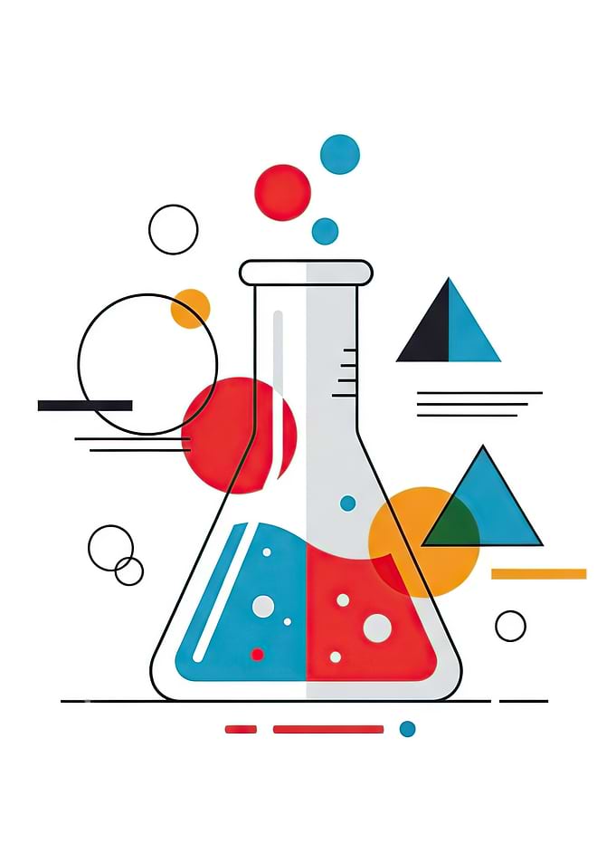 Chemistry Flask with Geometric Shapes