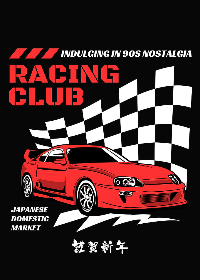 Vintage Car with Racing Theme