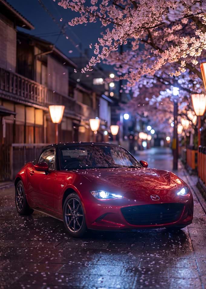 Mazda Mx 5 Miata Under Cherry Blossoms