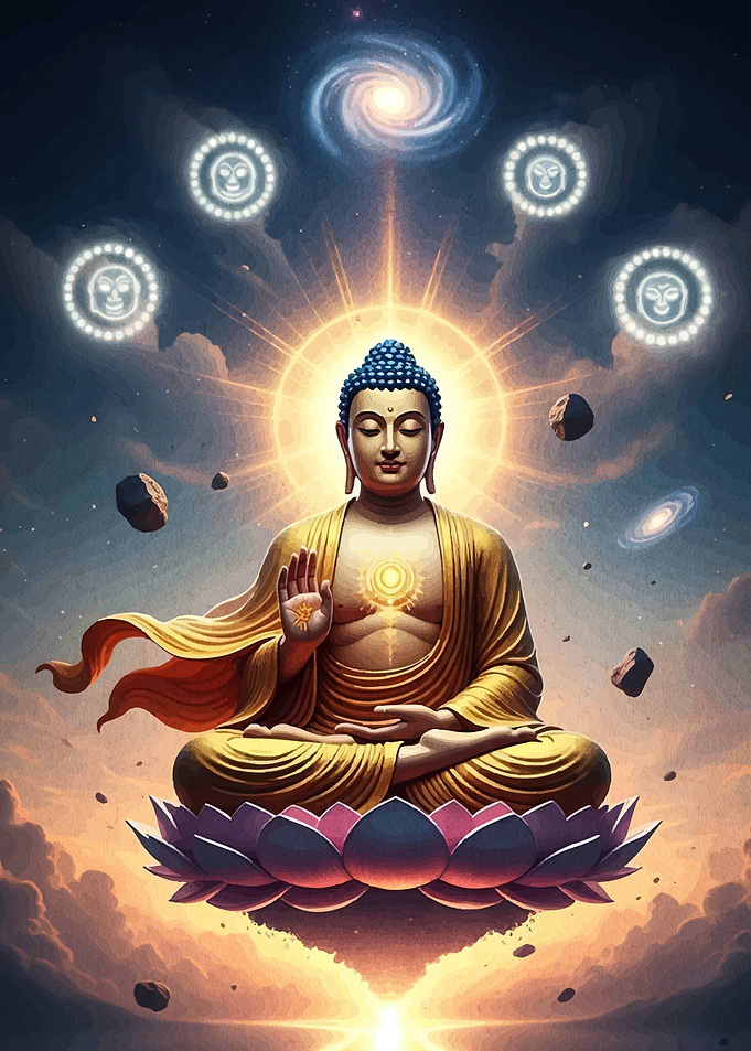 Buddha Meditating in Space