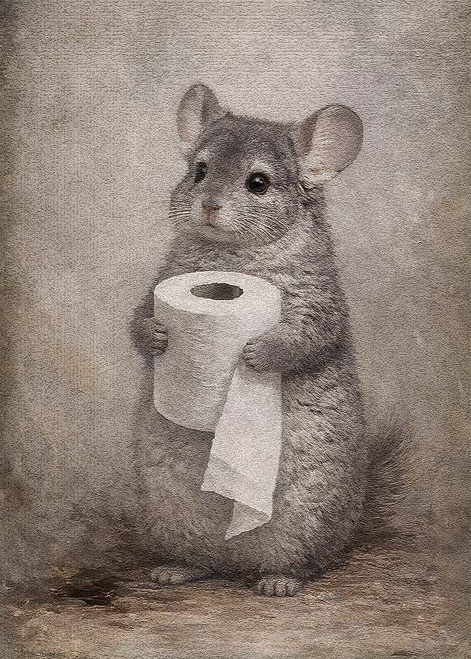 Chinchilla Holding Toilet Paper