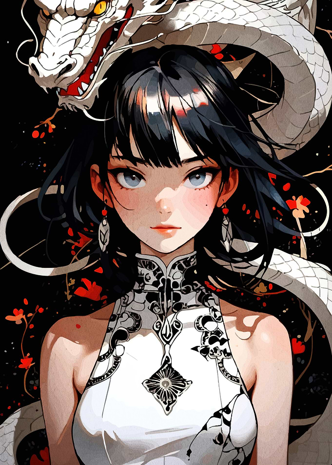 Anime Girl with Dragon