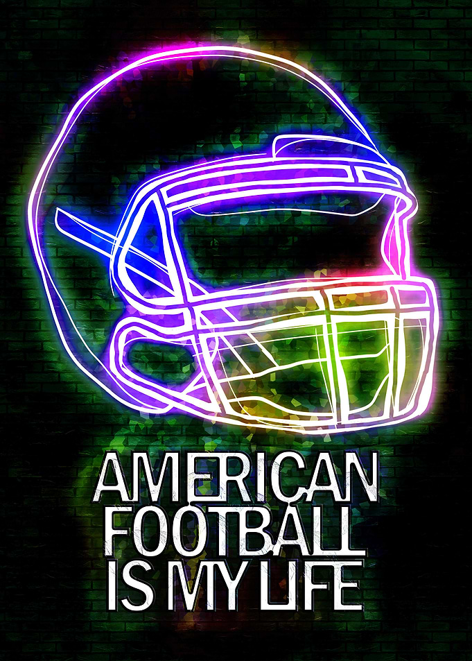 American Football Helmet Neon Art