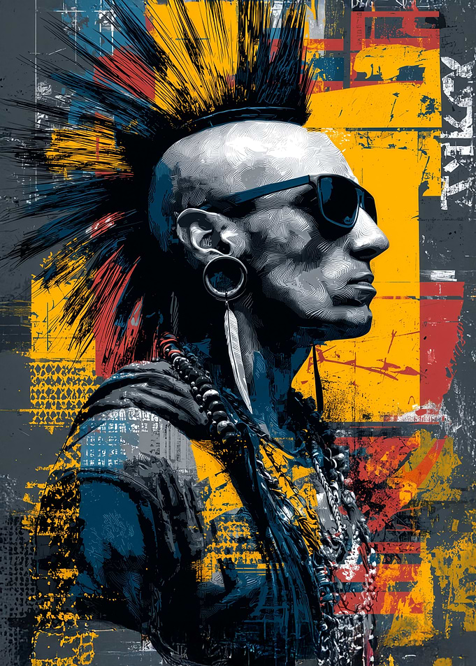 Punk Mohawk Man with Sunglasses