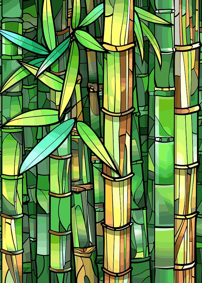 Vibrant Bamboo Forest Illustration