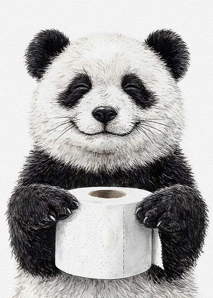Panda Holding Toilet Paper
