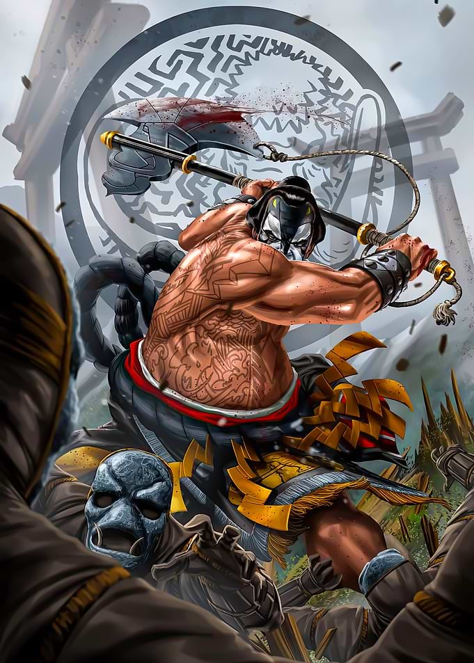 Warrior with Axe and Mask
