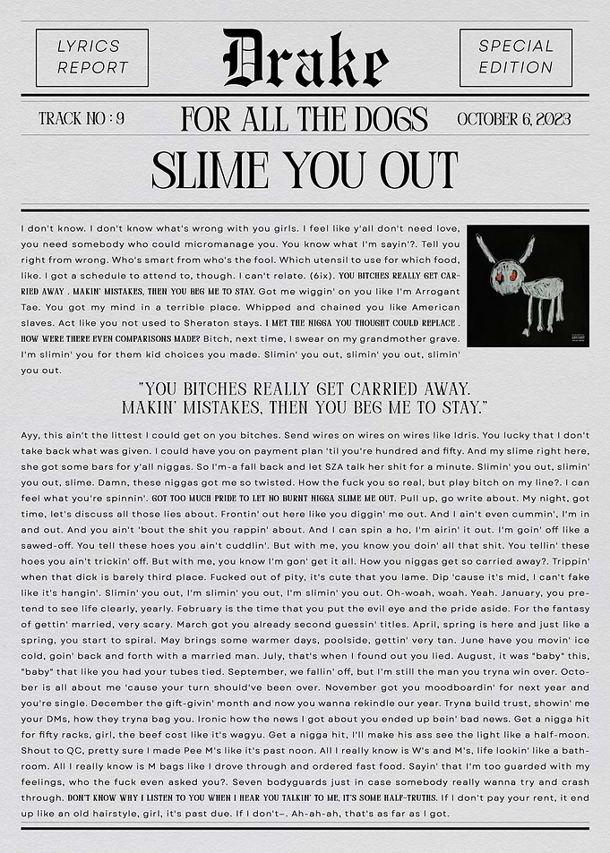 Drake Slime You Out Newspaper