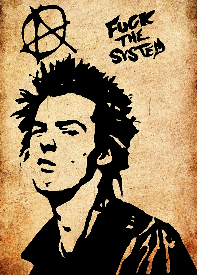 Anarchy Symbol and Punk Portrait
