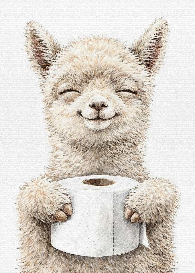 Cute Alpaca Holding Toilet Paper
