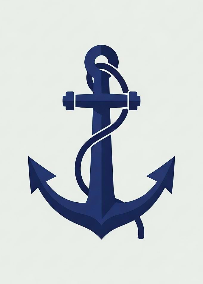 Dark Blue Anchor with Rope