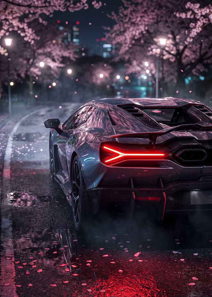 Car Lamborghini Revuelto Cherry Blossoms