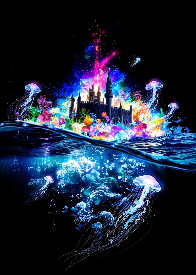 Magical Underwater Castle with Jellyfish