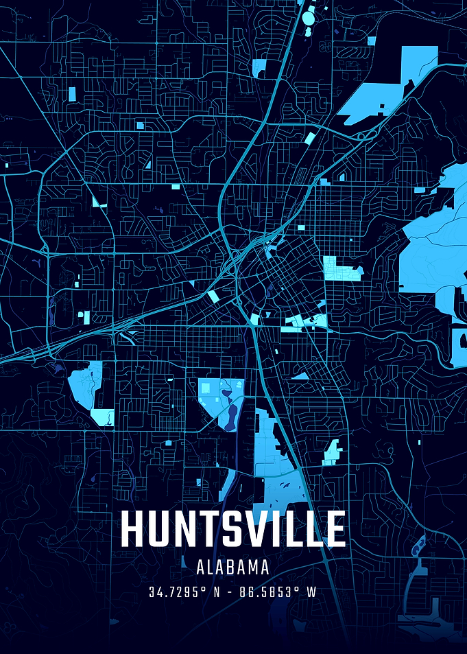 Huntsville Alabama Midnight City Map