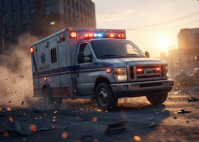 Ambulance in a Disaster Scene