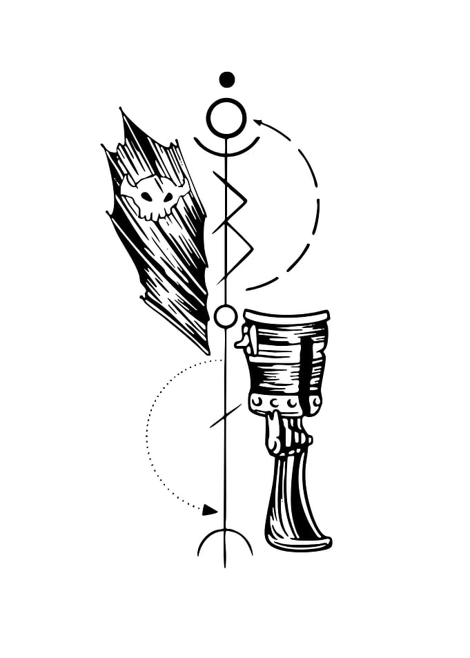 Fantasy Axe and Chalice Tattoo Design